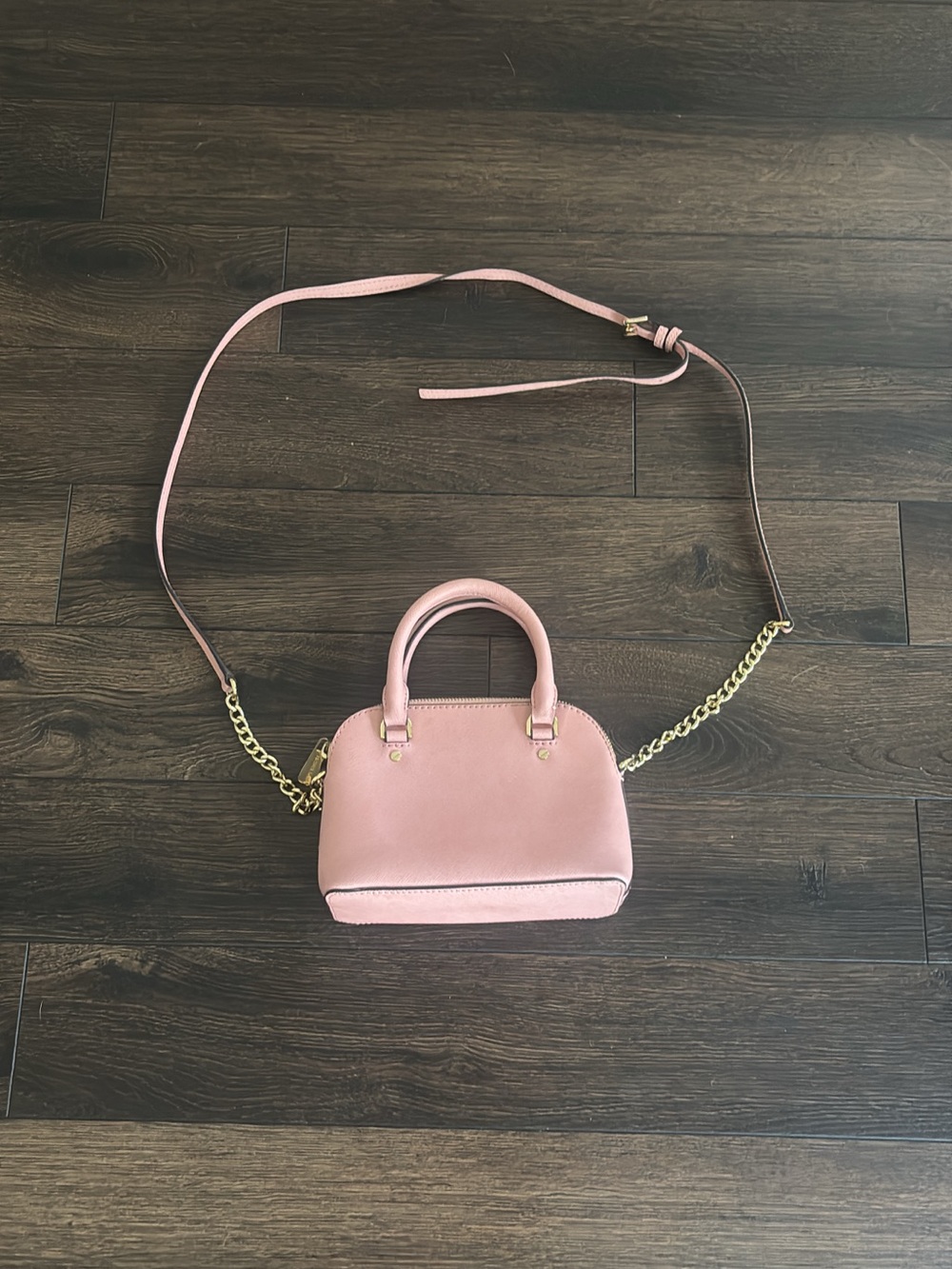 Michael Kors Pink Mini Satchel with Gold Chain Strap